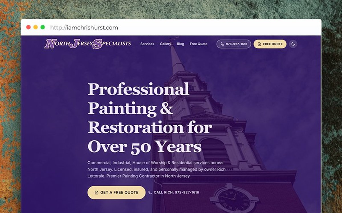 North Jersey Specialists website project by Chris Hurst